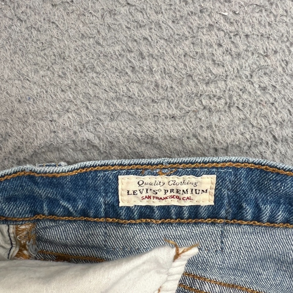 Levis 501 S Premium Jeans Womens 28x28 Blue Denim Button Fly Skinny Distressed - Picture 8 of 15